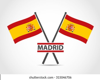 Spain Crossed Flag Emblem Madrid