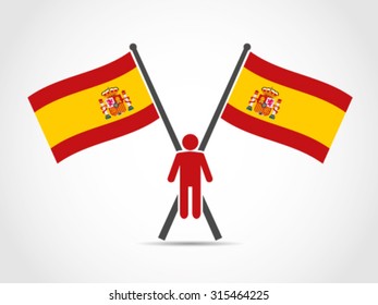 Spain Crossed Flag Emblem Man