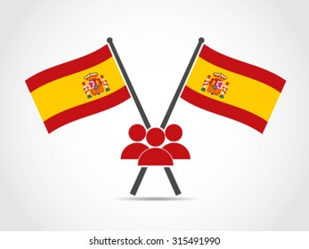 Spain Crossed Flag Emblem People Ethnic Group