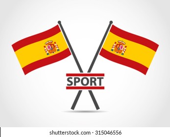 Spain Crossed Flag Emblem Sport
