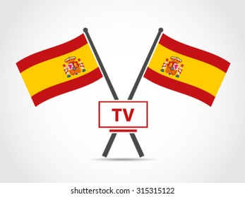 Spain Crossed Flag Emblem Television