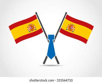 Spain Crossed Flag Emblem Tie