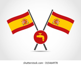 Spain Crossed Flag Emblem Water Company