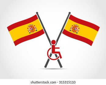 Spain Crossed Flag Emblem Wheel Chair
