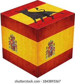 Spain Cube - Illustration, 
Abstract grunge mosaic flag of Spain