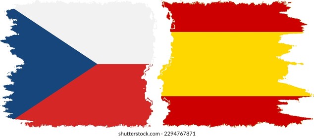 Spain and Czech Republic grunge flags connection, vector