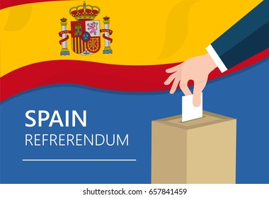 Spain democracy political process selecting president or parliament member with election and referendum freedom to vote vector illustration
