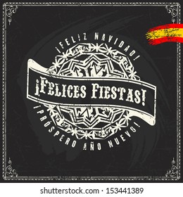 spain design christmas spanish chalk lettering of christmas and new year transfer discount proposal and greetings on blackboard spain design christmas happy classic white party black background scene