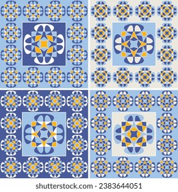 Spain Design unit of four pattern vector for ceramic tiles interior design and decoration.