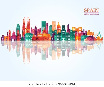 Spain detailed skyline. vector illustration