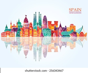 Spain detailed skyline. vector illustration