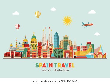 Spain detailed skyline. vector illustration