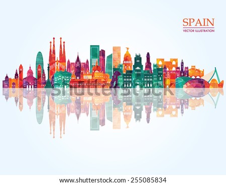 Spain detailed skyline. vector illustration