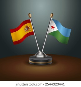 A Espanha e a tabela do Djibuti sinalizam a relação com o plano de fundo do gradiente. Ilustração de vetor