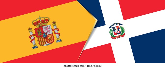 Spain and Dominican Republic flags, two vector flags symbol of relationship or confrontation.