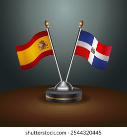 A tabela de Espanha e República Dominicana sinaliza a relação com o plano de fundo do gradiente. Ilustração de vetor