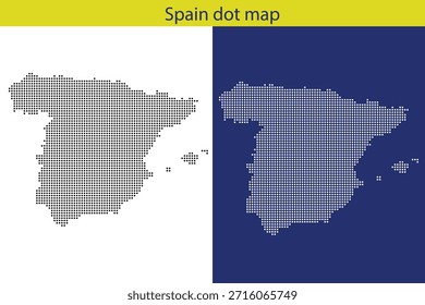 España ilustración de mapa de puntos con fondos blancos y azules