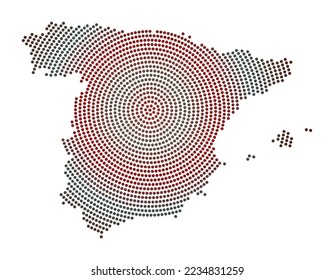 Spain dotted map. Digital style shape of Spain. Tech icon of the country with gradiented dots. Classy vector illustration.