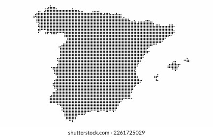 España mapa de puntos con textura gruesa al estilo de punto. Ilustración vector abstracta de un mapa de país con efecto de medio tono para infografía. 