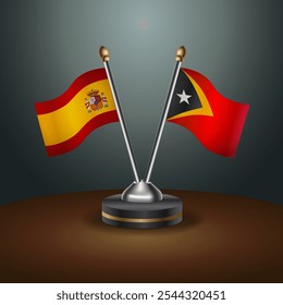 A tabela de Espanha e Timor Leste sinaliza a relação com o plano de fundo gradiente. Ilustração de vetor