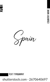 España    -Editable Country Nombre Cursive Typography Vector Diseño de texto