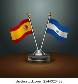 A tabela de Espanha e El Salvador sinaliza a relação com o plano de fundo gradiente. Ilustração de vetor