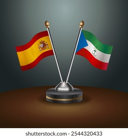 La tabla de España y Guinea Ecuatorial señala la relación con el fondo de gradiente. Ilustración vectorial