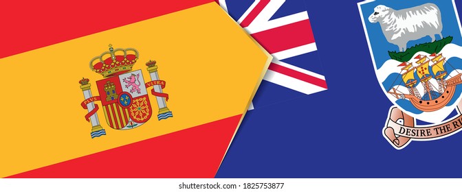Spain and Falkland Islands flags, two vector flags symbol of relationship or confrontation.