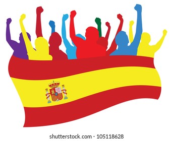 Spain fans vector illustration