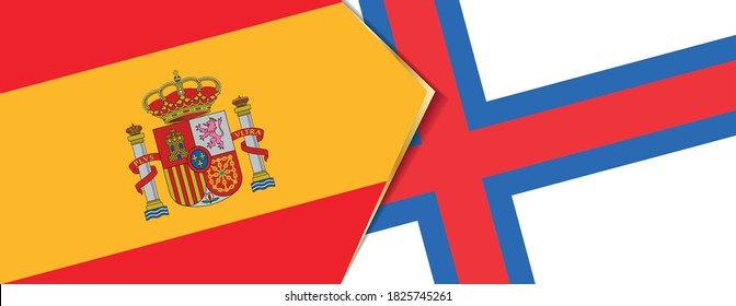 Spain and Faroe Islands flags, two vector flags symbol of relationship or confrontation.