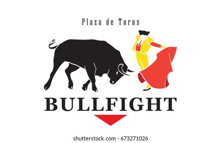 Spain fiestas festivals Bullfighting abstract poster design. Spanish Bullfight Festivals main attraction, famous celebration fiesta banner. 2024 Corrida, matodor silhouette black bull Toros San fermin