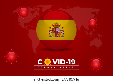 Spain Fight against covid-19. A landing page or banner concept design for multipurpose usage. Corona, Covid-19 Banner, brochure cover, book cover design template.