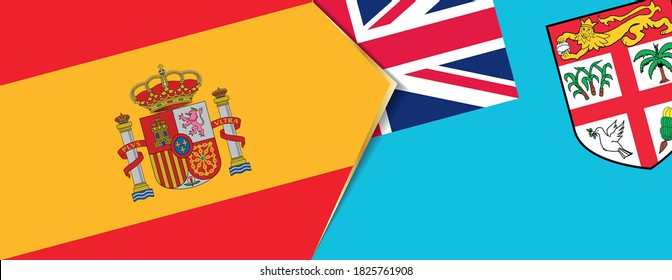 Spain and Fiji flags, two vector flags symbol of relationship or confrontation.