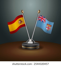 A Espanha e as Fiji sinalizam a relação com o plano de fundo do gradiente. Ilustração de vetor