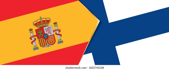 Spain and Finland flags, two vector flags symbol of relationship or confrontation.