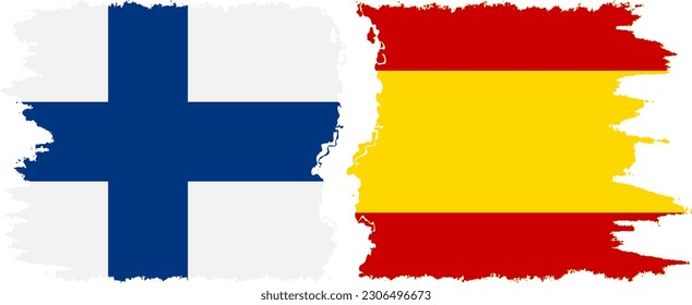 Spain and Finland grunge flags connection, vector