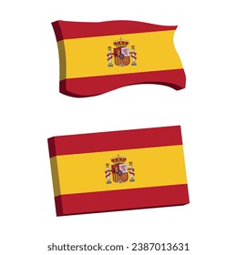 Spain Flag 3d shape vector illustration