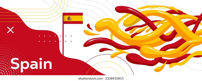Spain flag and abstract liquid illustration, espana celebration template banner. National poster for sport team