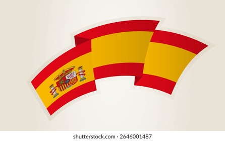 Spain Flag in Abstract Ribbon Shape, National Symbol of the Spain. This vector is ideal for use in national events, Independence Day, international sports competitions.