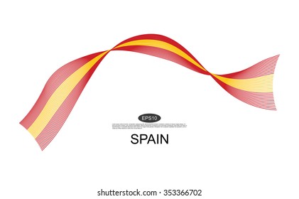 Spain flag. Abstract Spain ribbons isolated on white.