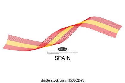 Spain flag. Abstract Spain ribbons isolated on white.