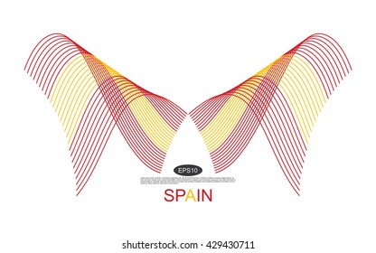 Spain flag. Abstract Spain ribbons isolated on white. 
