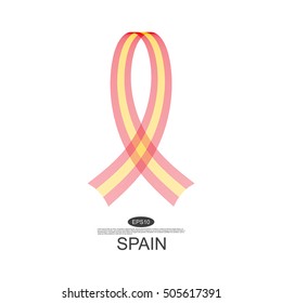 Spain flag. Abstract Spain ribbons isolated on white.