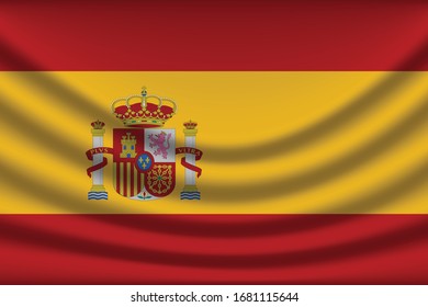 Spain flag background with cloth texture. Spain Flag vector illustration eps10. - Vector