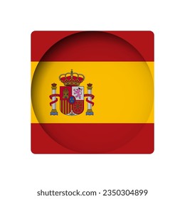 Spain flag - behind the cut circle paper hole with inner shadow.