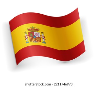 Bandera de España doblada y tendida sobre fondo blanco