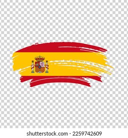 Spain flag with brush paint textured isolated on png or transparent background, template for banner, promote, design.