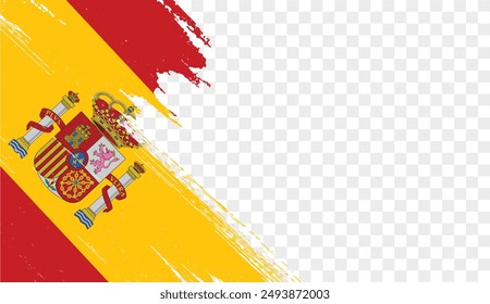 Spain flag brush paint textured isolated on png or transparent background. vector illustration  