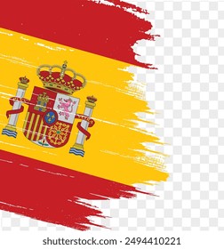Spain flag brush paint textured isolated on png or transparent background. vector illustration  