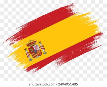 Spain flag brush paint textured isolated on png or transparent background. vector illustration  
